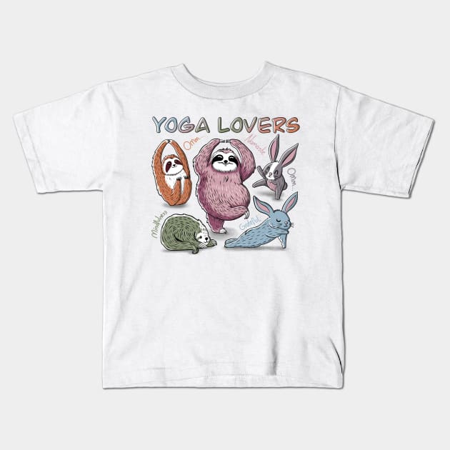 Yoga Lover Animals Kids T-Shirt by ilhnklv